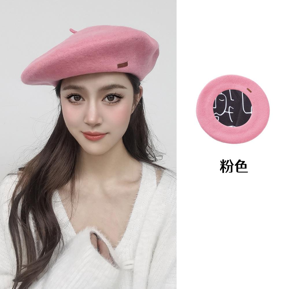 Große Größe 60 cm Wollbarett Wintermützen für Damen Warm halten Mode Malerhut Damen Einfarbige Boina Lässige Beanie Große Größe