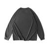 Lässiges Herren- und Damen-Langarm-Top mit hohem Gewicht, gewaschenem Used-Look, schulterfrei, Retro, locker, Rundhalsausschnitt, aus reiner Baumwolle