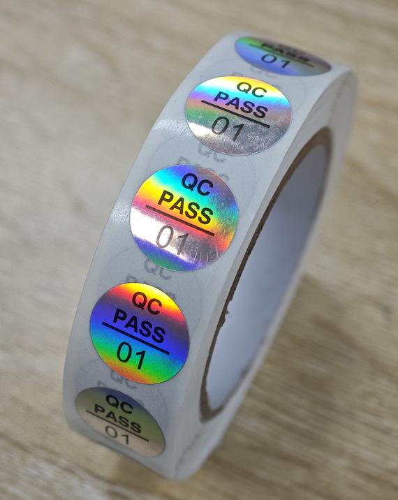 Transparent Self-Adhesive QC Pass Label - Round Laser Quality Inspection Sticker