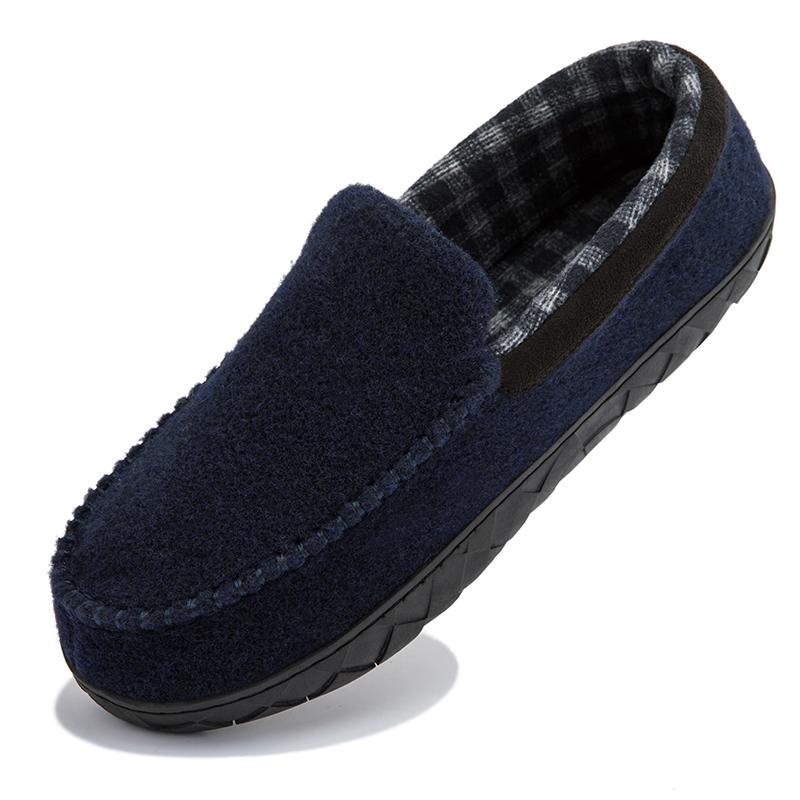 Men Cotton Slippers Microsuede Moccasins Shoes for Men Slip-On Flat Shoes with Memory Foam Sole Indoor Outdoor Casual Loafers