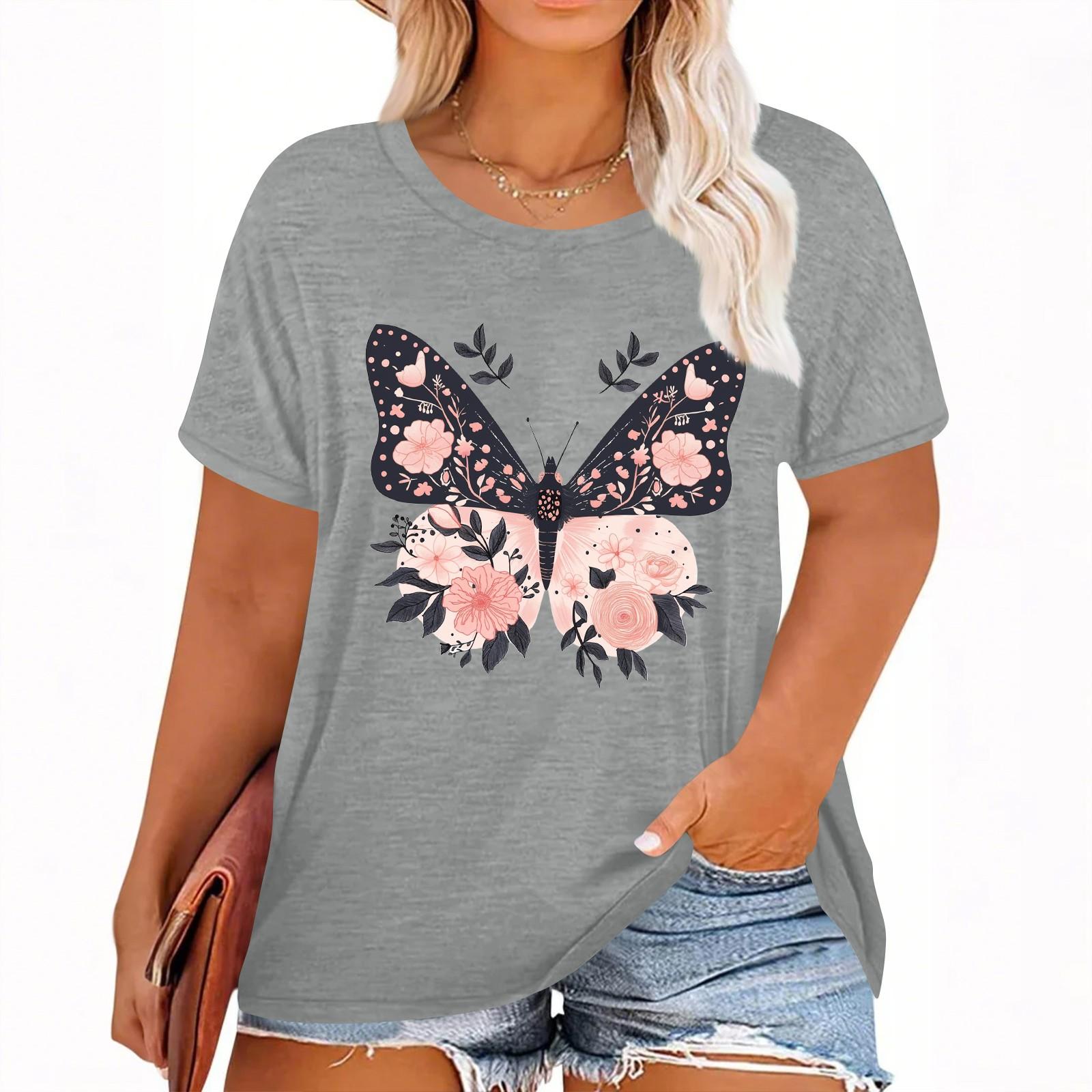 Women s Hawaiian Floral Print Short Sleeve T-Shirt Top L