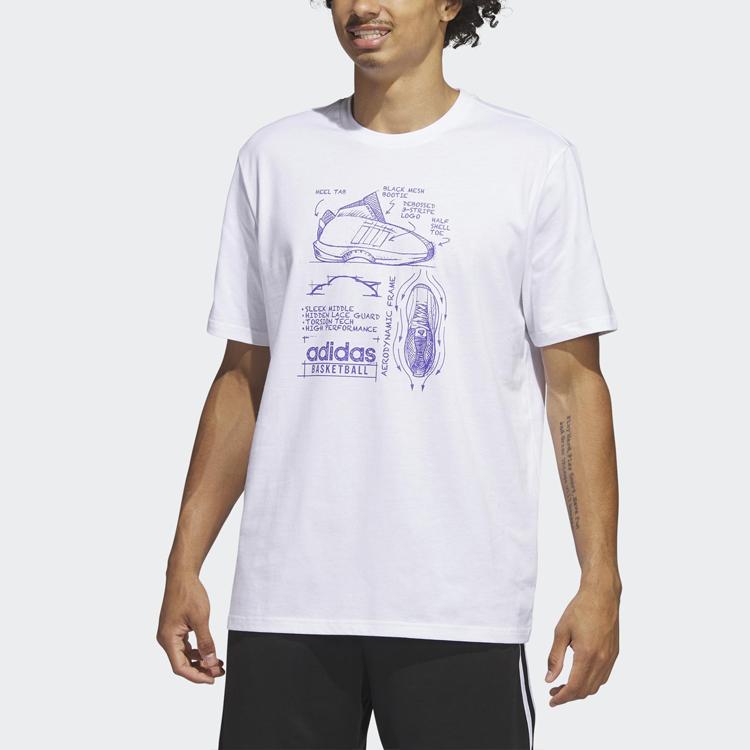 Adidas Round Neck Printed Letter Logo Short Sleeve T-Shirt Men Tops White IA3264