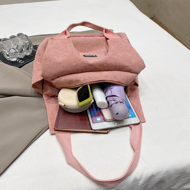 Women's bag Corduroy large-capacity bag Women's autumn fashion tote bag Student class versatile shoulder bag