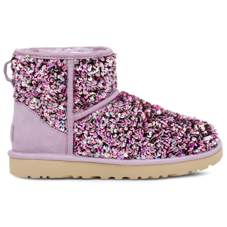 UGG Classic Mini Stellar Sequin Snow Boots Purple Women's 1112515-LFST