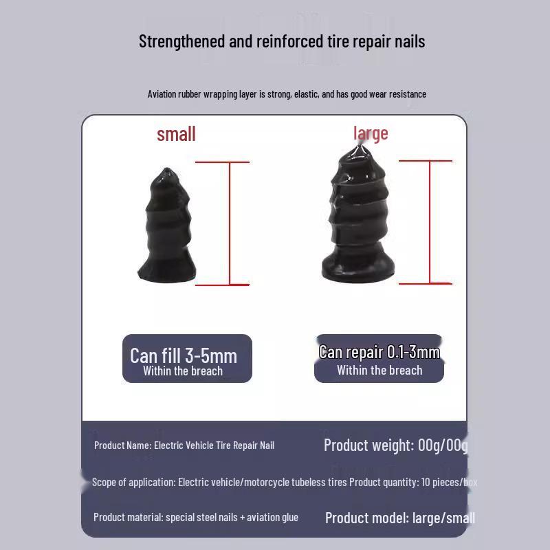Third Gen Quick-Fix Non-Destructive Tire Repair Nail for Long-Term Use