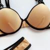 Damen gepolsterter BH Bikini Zweiteiler G-String Tanga Badebekleidung Badeanzug