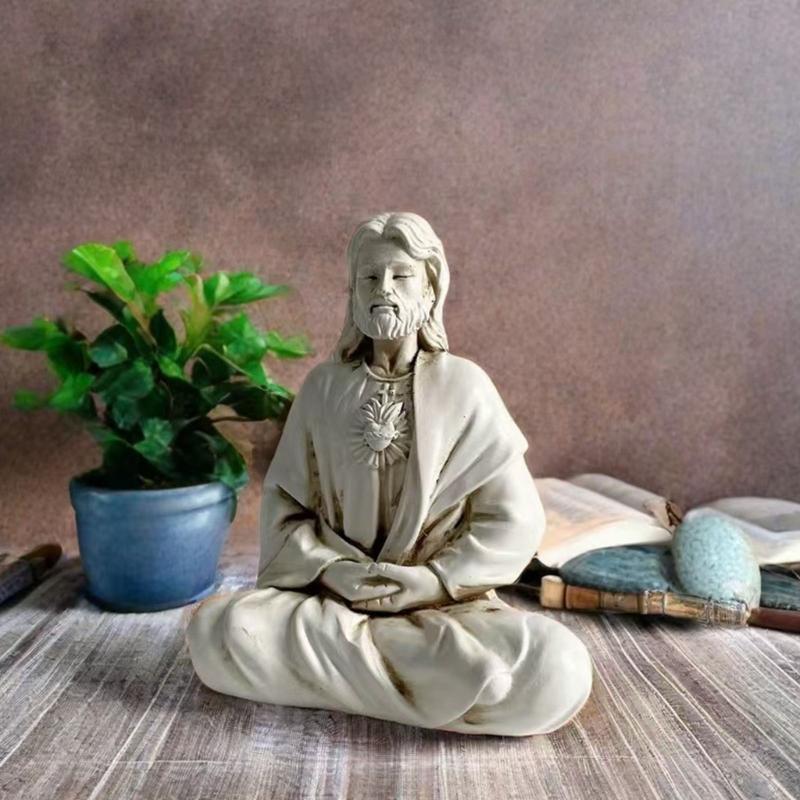 Handcraft Christian Holy Meditations Figurine Resins Sculpture for Religious Home Decors Easters Christmas Ornament Gift