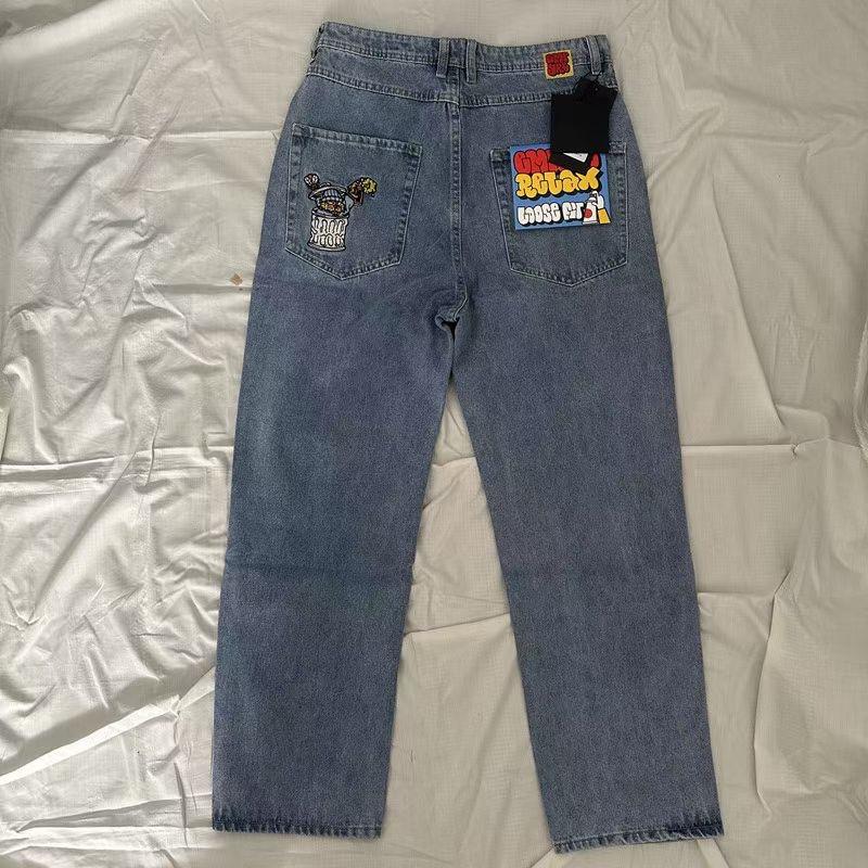 

RogueWave New Embroidery High Quality Jeans Y2K Style Pants Street Personality Harajuku Jeans 28