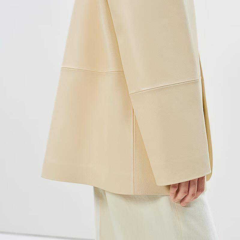 Less 2025 Spring Long Sleeve Loose Lambskin Jacket