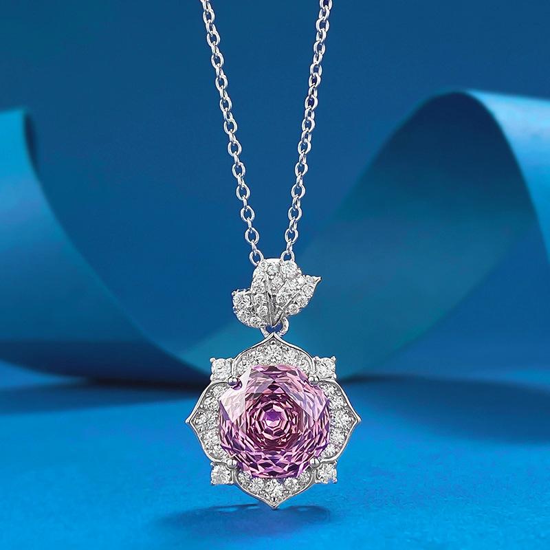 Douyin Internet celebrity live broadcast imported high carbon diamond 8 * 8 Millennium rose cut fashion ring necklace