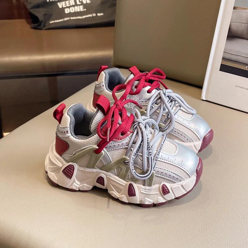 

2024 Детские универсальные кроссовки для девочек и мальчиков, осенняя новая мода в корейском стиле, мягкая подошва, повседневная нескользящая спортивная обувь 26