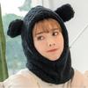 Cute Winter Warm Hedging Cap Cartoon Plush Hat Scarf Casual Bear Ear Hat Scarf  Autumn