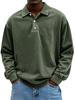 Men's Long Sleeve Polo Shirt Button Collar Relaxed Fit Casual Everyday Top