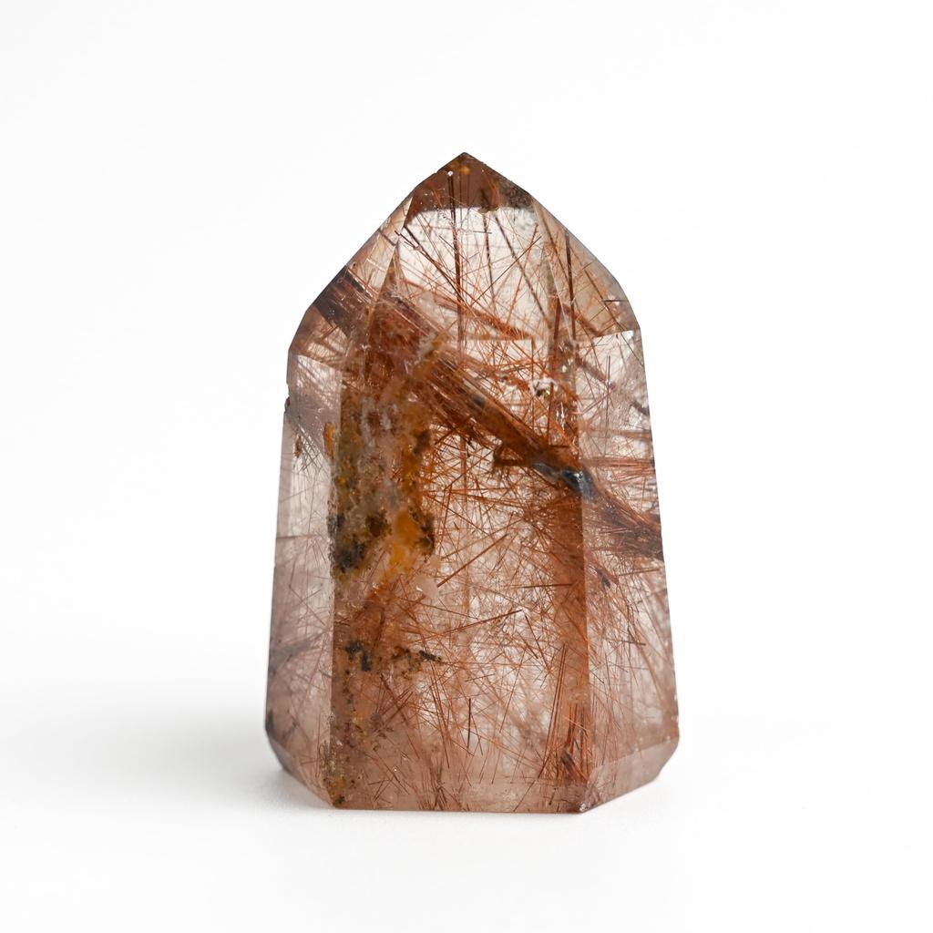 Eigado Rutilated Quartz 53mm Natural Quartz Power Good Luck In and Overall Good Point, Tall, Stone, Stone, Work, Money, Fortune, 2509-point-Rut-02