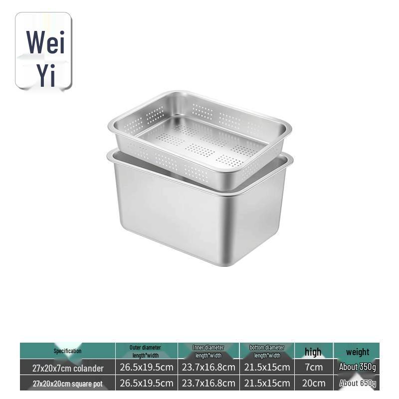 Weiyi 304 Stainless Steel Deep Square Drain Basin Set
