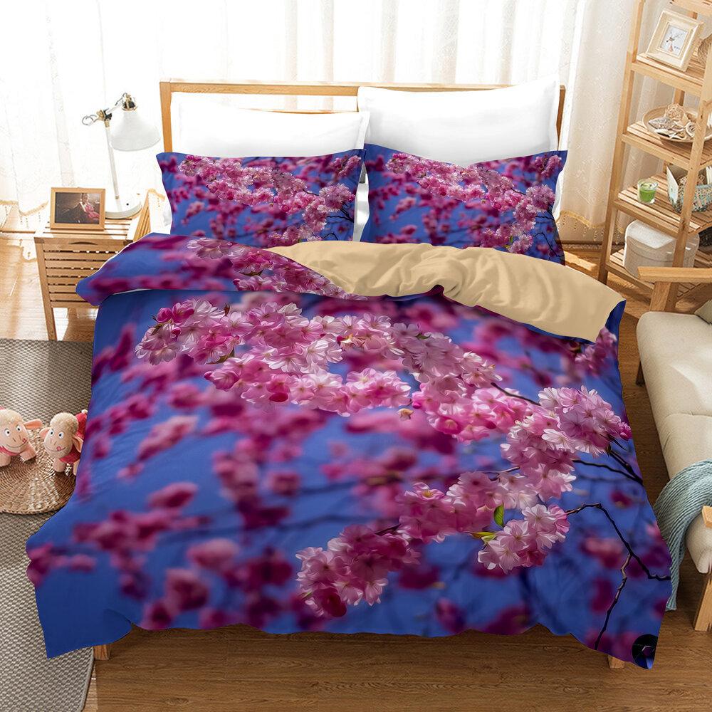 Kiraz Çiçeği Manzarası, E-Ticaret Üç Parça Amerikan 3D Dijital Baskı Seti