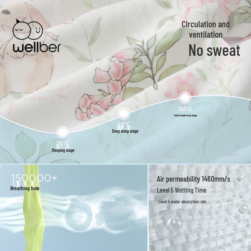 Wellberu Summer Moisture-Wicking Sleeveless Baby Sleep Sack L