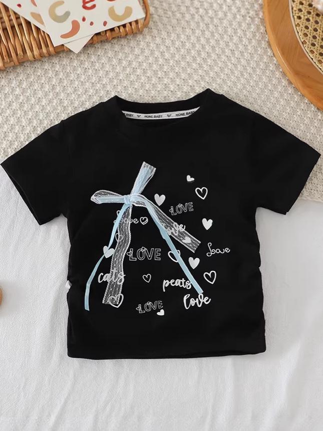 Girls' Class A Cotton Round Neck T-shirt - Skin-friendly, Breathable, Casual Fashion, Short Sleeve, Summer New Arrival