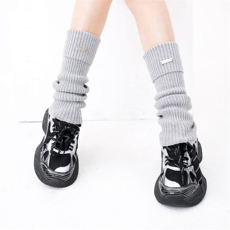 Womens Vintage Ribbed Knit Stretch Long Leg Warmer Party Dance Glitter Sequins Patchwork Solid Boot Socks Leg Cover