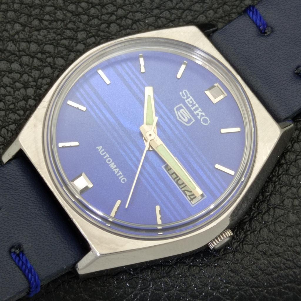 VINTAGE SEIKO 5 AUTOMATIC 6309A JAPAN MENS BLUE COLOR DIAL WATCH a701654-5 R206c-a701654