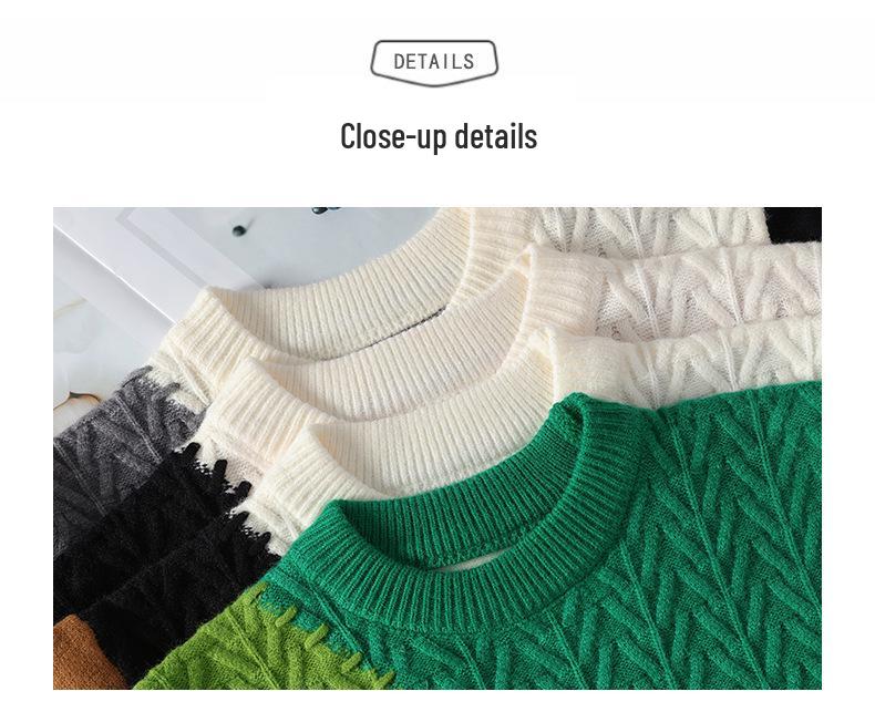 Men's 2024 Winter Color-Block Knitted Sweater - Casual, Warm, and Loose Fit
