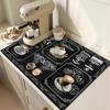 1Pcs Rubber Drying Mat With Retro Coffee Tableware For Coffee Shop Restaurant Kitchen Carpet Tableware Durable Diatom Mud Table Mat Pet Mat Coffeeware