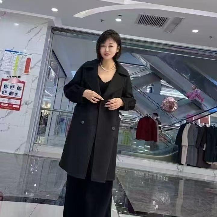 Spot 2025 Elegant Long Woolen Coat - Loose Mid-Length, Autumn/Winter Style