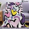 Multicolor Outline Heart Ultra Soft Sherpa Fleece Blanket Fluffy Warm Halloween Cozy Throw for Couch Bedroom Gift All Season
