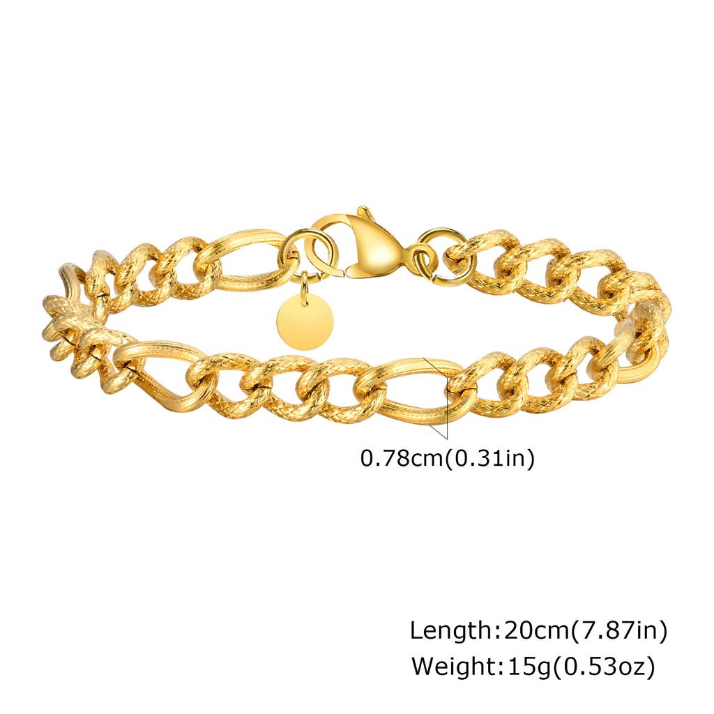 Chunky Chain Bracelet Stainlesss Steel, Bold Link Metal Twist Statement Bracelet for Women,18k Gold Plated Jewelry