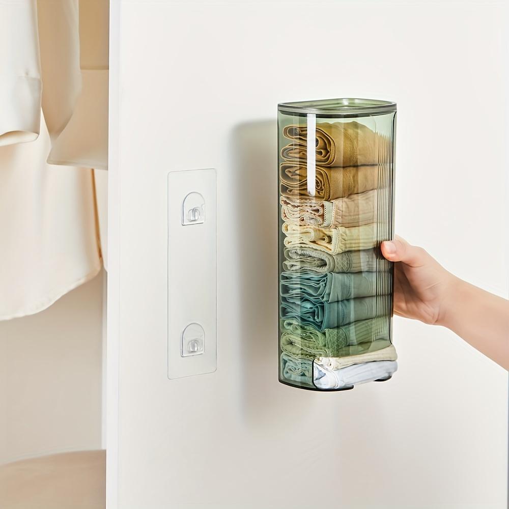 Wall-Mounted Closet Organizer - Transparent Plastic Storage Box for Bras, Socks & Underwear | Multiple Compartments for Under Cabinet Organization