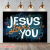 2D Starry Night Jesus Loves You Backdrop Faith Photography Background