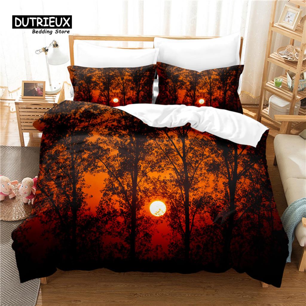 Sunset Bedding Set, 3Pcs Duvet Cover Set, Soft Comfortable Breathable Duvet Cover, For Bedroom Guest Room Decor