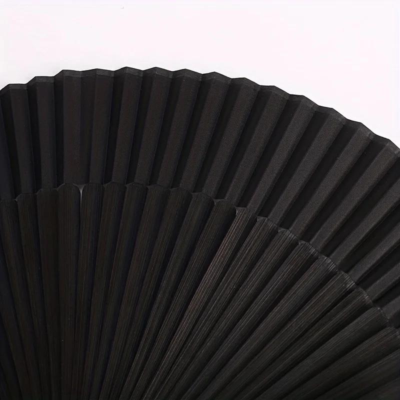 Vintage Black Bamboo Folding Fan – Handmade Retro Chinese/Japanese Style, 21.01 Cm, Lightweight & Durable