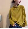 Women's Designer Long-Sleeve Fleece T-Shirt: Stylish, Versatile, Half-High Collar with High-End Embroidery