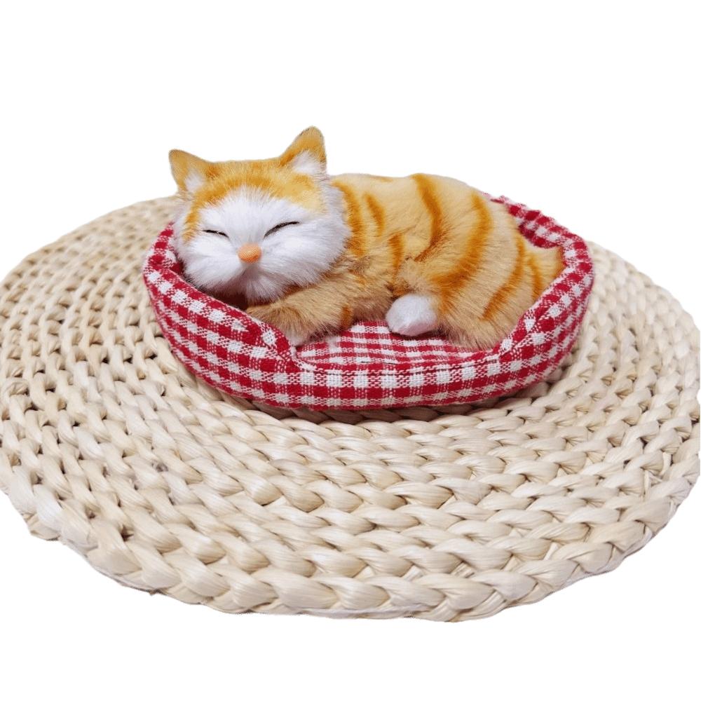 Kawaii Kitty Simulationsfell Katzenmodell auf Kissen Lebensecht Schlafende C Spielzeug Exquisite Weiche Plüschtierfigur Kindergeschenke