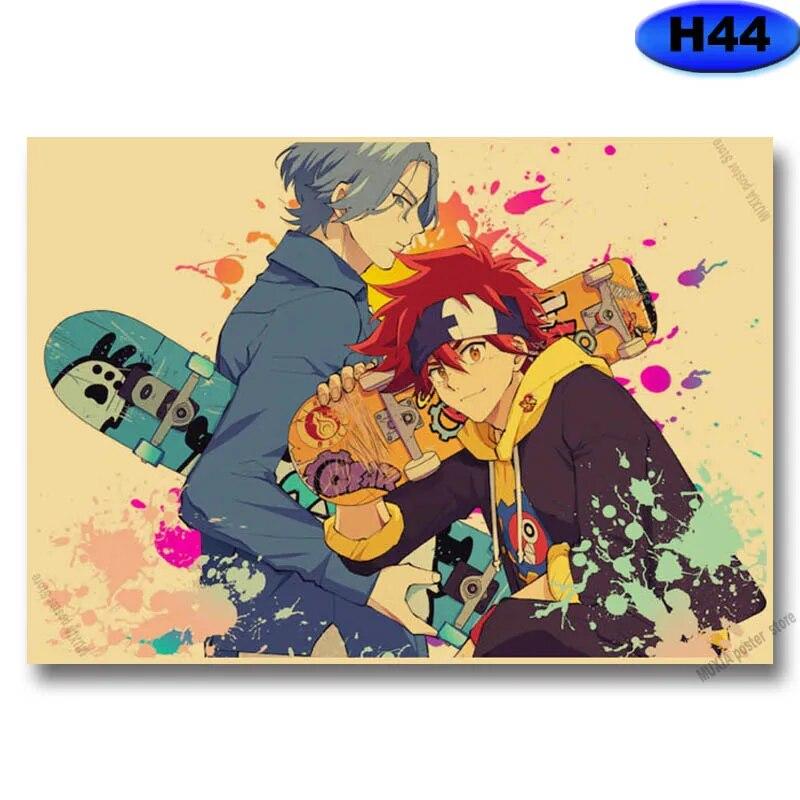 Vintage SK8 The Infinity Plakáty Japonské Anime Plakát Nálepka na zeď Kraftový papír Domácí dekorace Studovna Ložnice Bar Kavárna Umění Malba