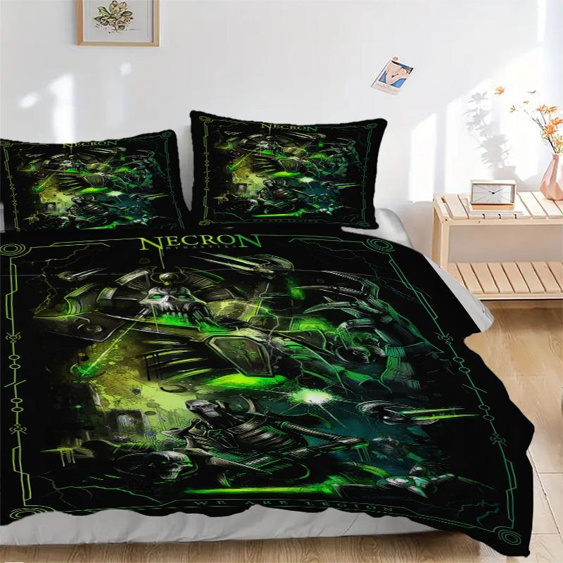 Necron Legion Bedding 3 Piece Set HD Print Duvet Cover Pillowcases for Teens Adult Bedroom Decoration Christmas Gift