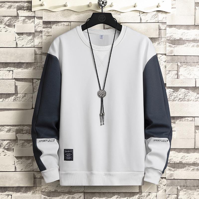 Men's Patchwork Hoodie - Trendy Loose Round Neck Pullover, Long Sleeve Layer with Plus Velvet for Spring and Autumn