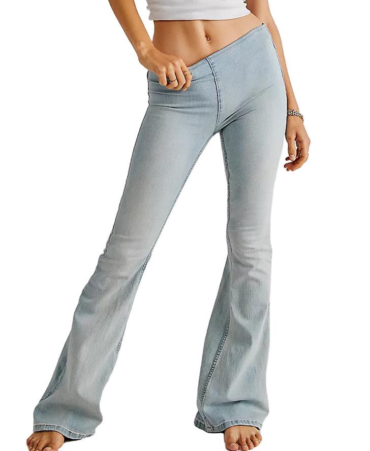 Niedrig taillierte Stretch Schlagjeans für Damen - Europäische & Amerikanische Mode