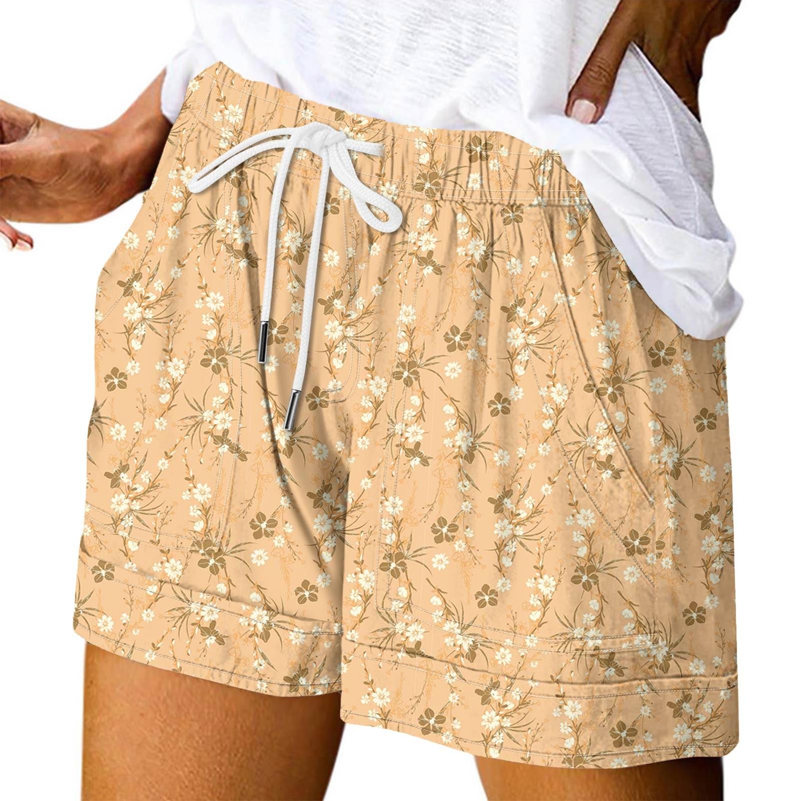 

Женские повседневные летние эластичные пляжные шорты с принтом повседневные шорты XL жёлтый