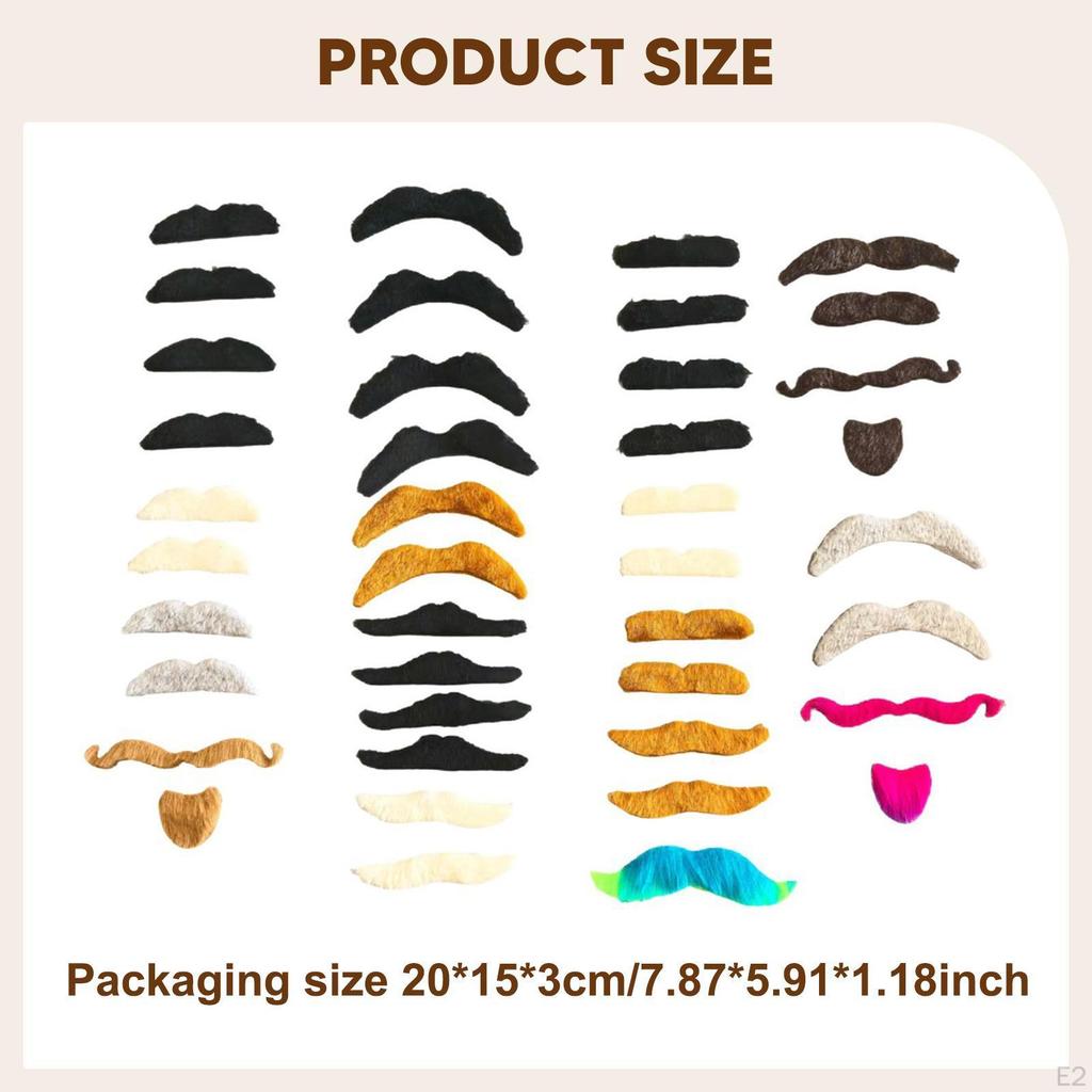 40 Pieces Self Sticky Mustache Set Costume Accessories Halloween Beard Lifelike Fake Mustaches