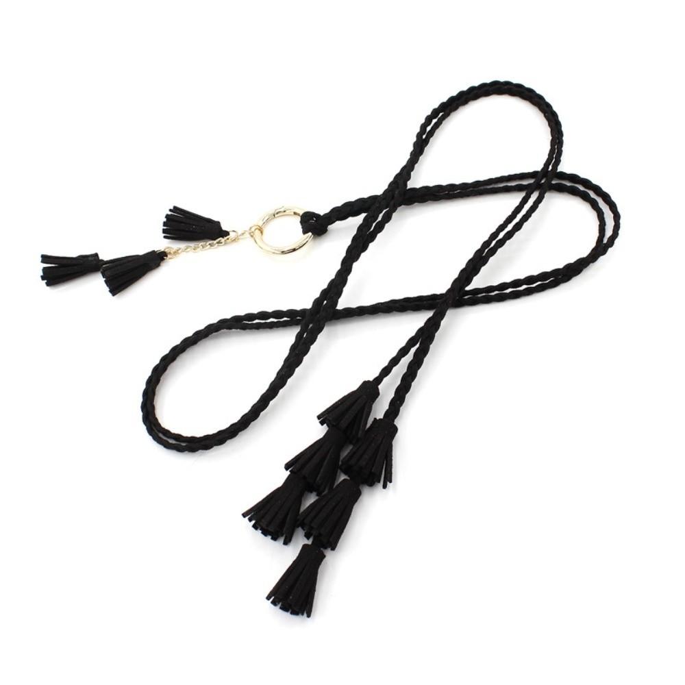 Braided Design Braided Tassel Belt Tassel Detail Dress Waistband Fashion Knit Belt Waist Accessory