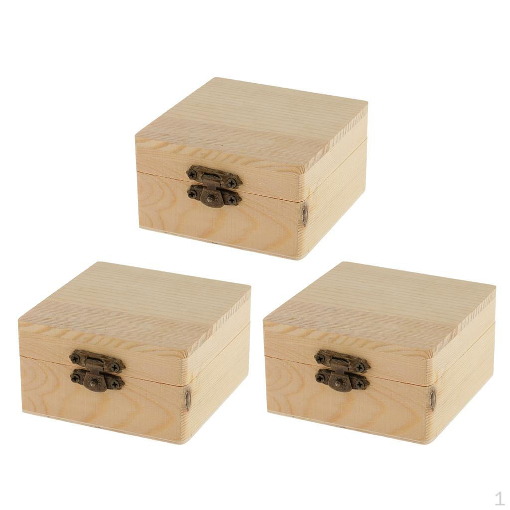

Wooden Jewellery Boxes for Children to Decorate and Design (Box of 3) Square Shape Unfinished