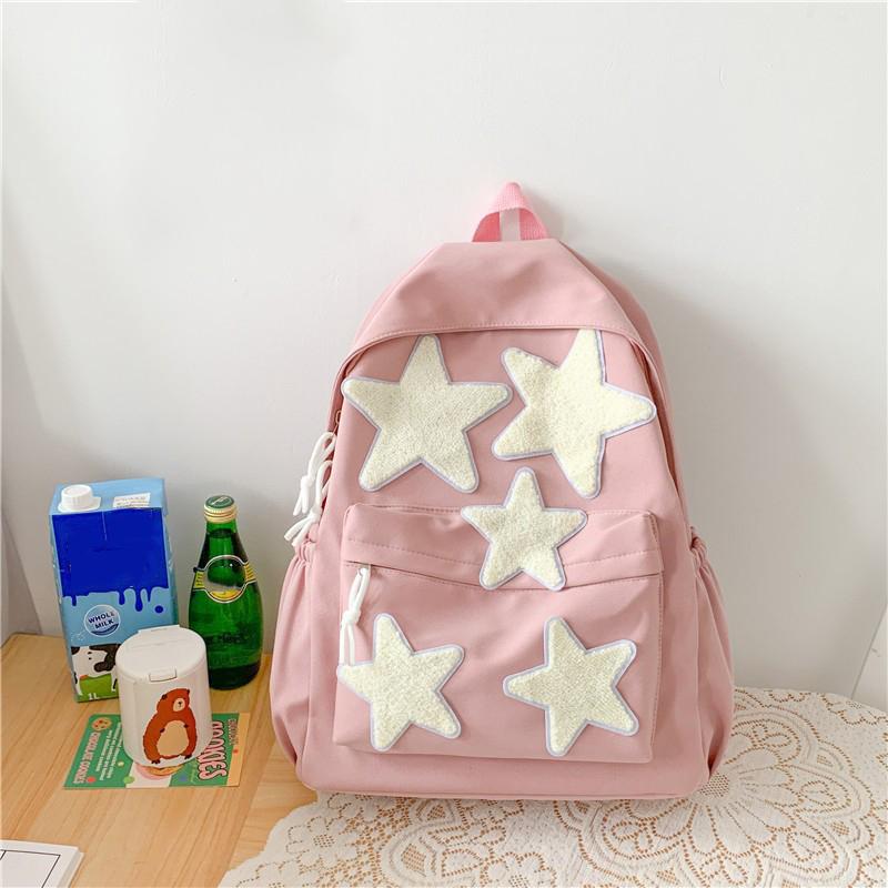 Women Backpack Large Capacity Nylon Casual Star Kawaii Back Pack Student Shoulder Bag Travel School Bags for Girls Bookbags
