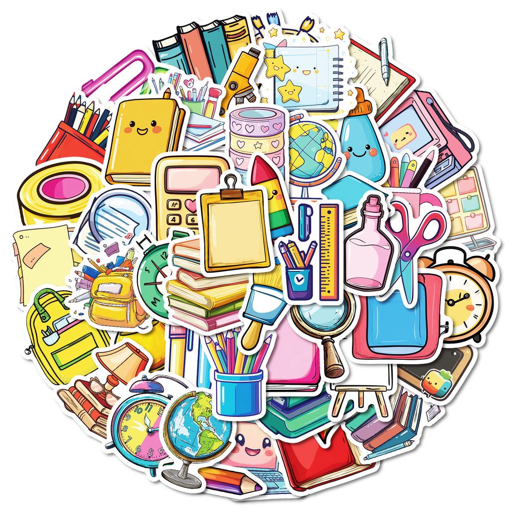 50 Pictures of High-value, No Repetition, Hand-painted Stationery, Graffiti, Waterproof Stickers, Decorative File Bag, Pencil Case Stickers