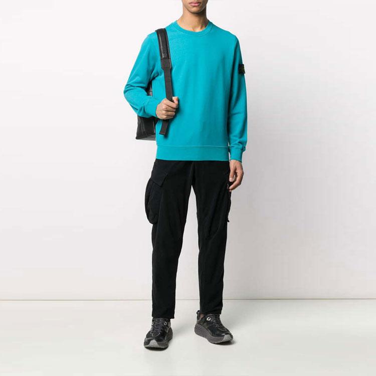 Stone Island Garment Dyed Crew Sweatshirt With Compass Patch Men Sweatshirts Turquoise 741563051-V0042