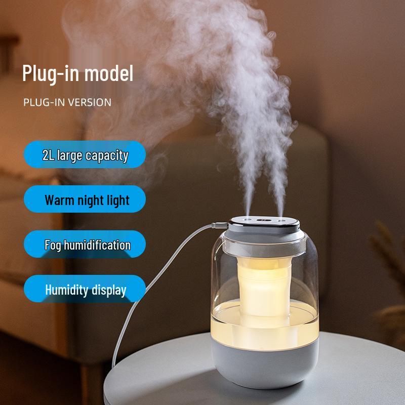 

2L Silent Double Mist Humidifier with Ambient Light for Home, Bedroom, Dorm, or Office BW3