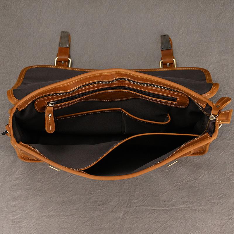 New Designer Leather Laptop Briefcase Genuine Leather Men's Computer Bag Working Handbags Tote Bag Man Male 14 Inch Shoulder Bag