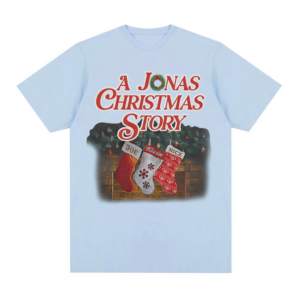 Ein Jonas Weihnachtsgeschichte T-Shirt 2025 Jonas Bands Gleicher Stil T-Shirt Harajuku Hohe Qualität 100% Baumwolle Weihnachtsfeiertags Kostüme