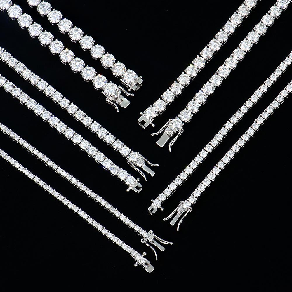 Certifikovaný moissanitový tenisový náhrdelník 3/4/5/6 mm Pevné stříbro 925 Diamantové tenisové náhrdelníky pro ženy Muže GRA